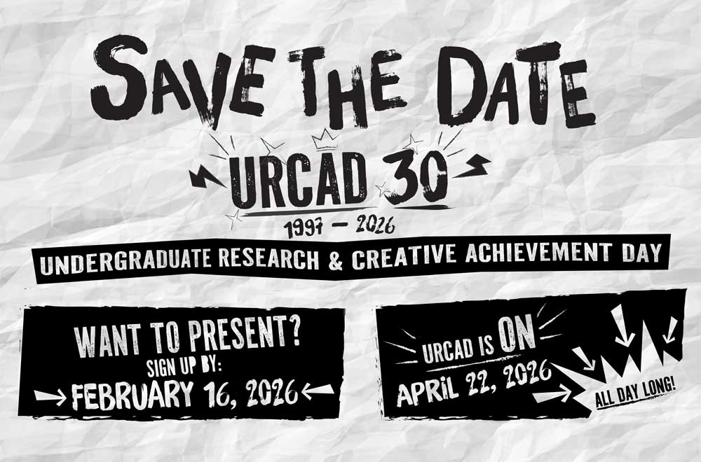 URCAD 30 is the 30th anniversary of the Undergraduate Research and Creative Achievement Day (URCAD) at UMBC. The event is a day-long symposium that showcases mentored research, scholarship, and creative work by UMBC undergraduates.